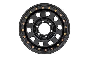 Chevrolet K1500 Suburban Steel Simulated Bead Lock Wheel - Rough Country - 10-slot D-window design - Black - '92-'99